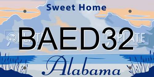 BAED32 Alabama License Plate