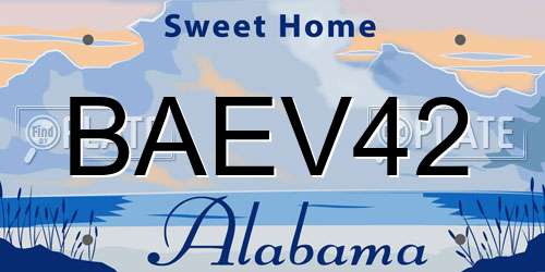 BAEV42 Alabama License Plate
