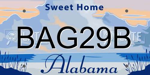 BAG29B Alabama License Plate