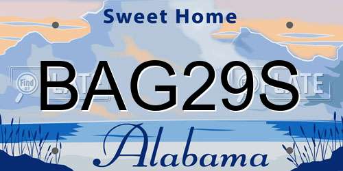 BAG29S Alabama License Plate