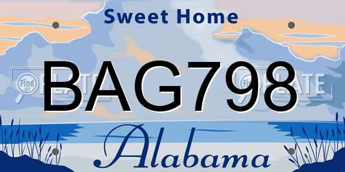 BAG798 Alabama License Plate