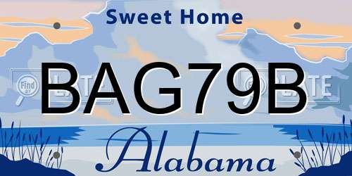 BAG79B Alabama License Plate
