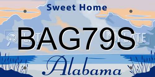 BAG79S Alabama License Plate