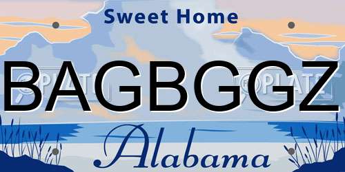 BAGBGGZ Alabama License Plate