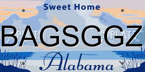 BAGSGGZ Alabama License Plate