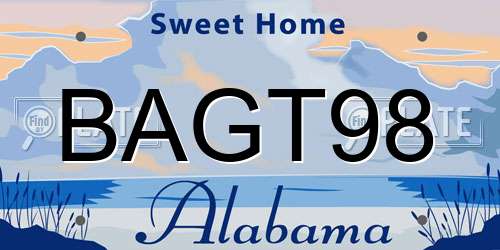 BAGT98 Alabama License Plate