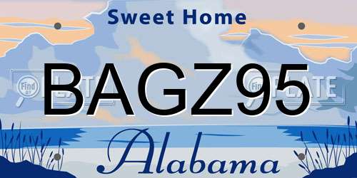 BAGZ95 Alabama License Plate
