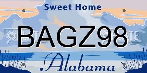 BAGZ98 Alabama License Plate