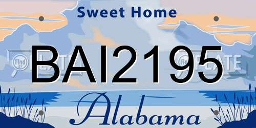 BAI2195 Alabama License Plate