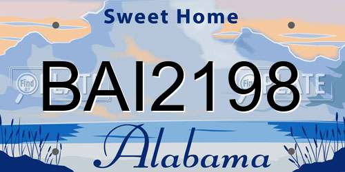 BAI2198 Alabama License Plate