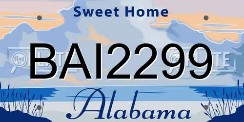 BAI2299 Alabama License Plate