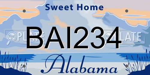 BAI234 Alabama License Plate