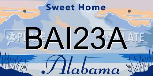 BAI23A Alabama License Plate