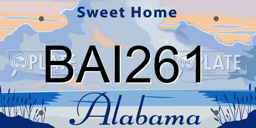 BAI261 Alabama License Plate
