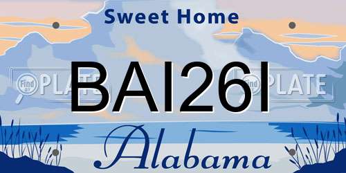 BAI26I Alabama License Plate