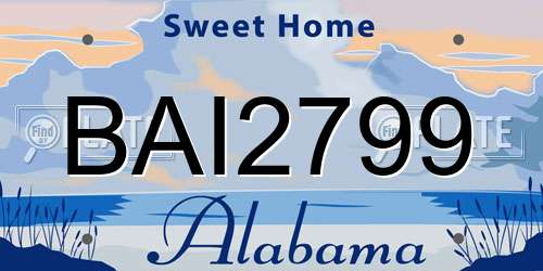 BAI2799 Alabama License Plate