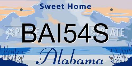 BAI54S Alabama License Plate