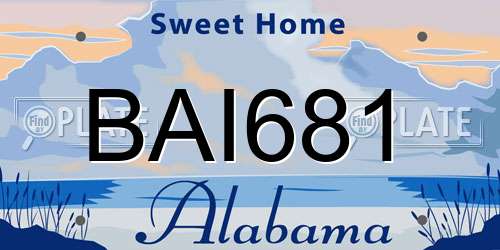 BAI681 Alabama License Plate