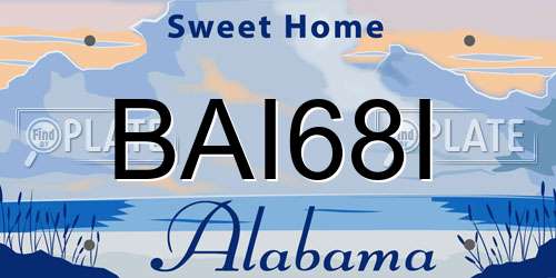 BAI68I Alabama License Plate