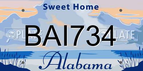 BAI734 Alabama License Plate