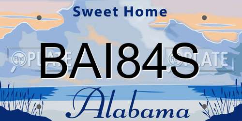 BAI84S Alabama License Plate