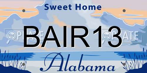 BAIR13 Alabama License Plate