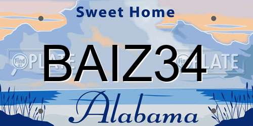 BAIZ34 Alabama License Plate