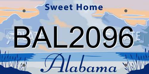 BAL2096 Alabama License Plate