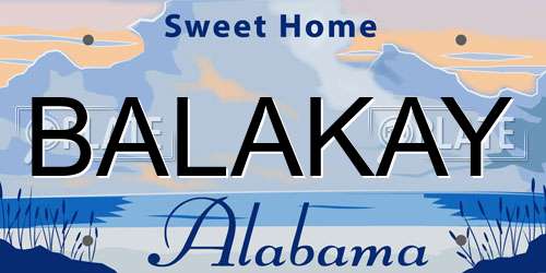 BALAKAY Alabama License Plate