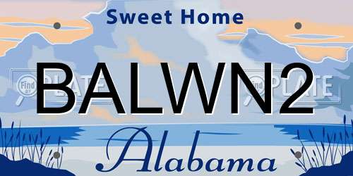 BALWN2 Alabama License Plate