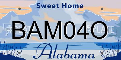 BAM04O Alabama License Plate