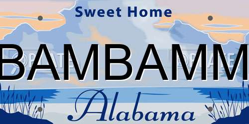 BAMBAMM Alabama License Plate