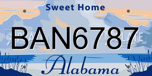 BAN6787 Alabama License Plate