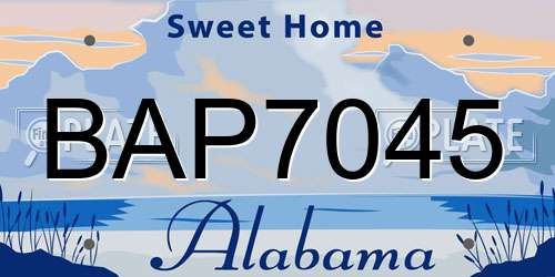 BAP7045 Alabama License Plate