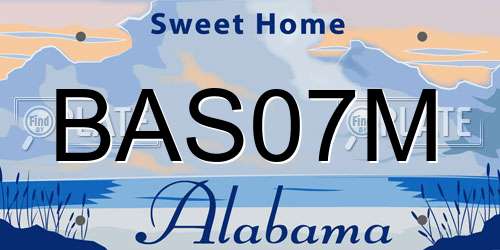 BAS07M Alabama License Plate