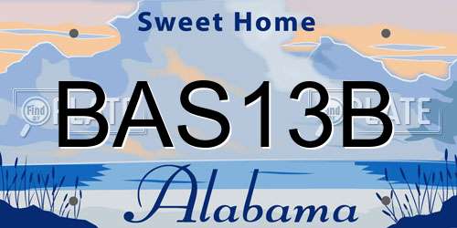 BAS13B Alabama License Plate
