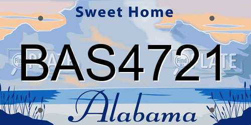 BAS4721 Alabama License Plate