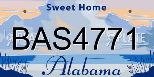 BAS4771 Alabama License Plate