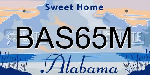 BAS65M Alabama License Plate