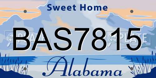 BAS7815 Alabama License Plate