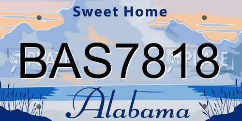 BAS7818 Alabama License Plate