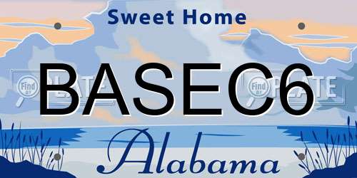 BASEC6 Alabama License Plate
