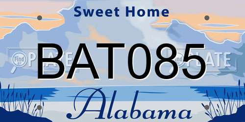 BAT085 Alabama License Plate