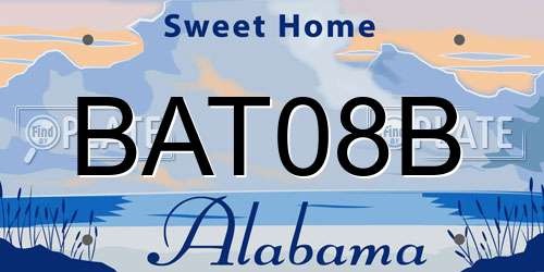 BAT08B Alabama License Plate