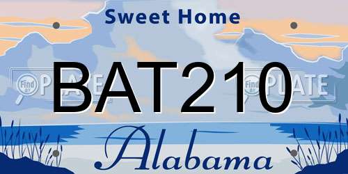 BAT210 Alabama License Plate