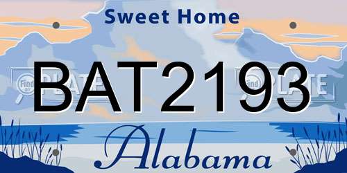 BAT2193 Alabama License Plate