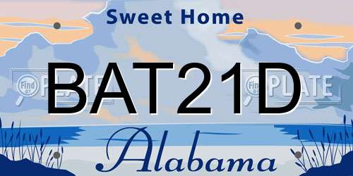 BAT21D Alabama License Plate