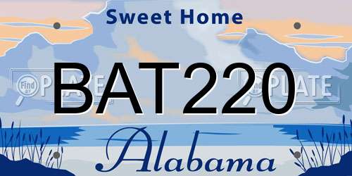 BAT220 Alabama License Plate