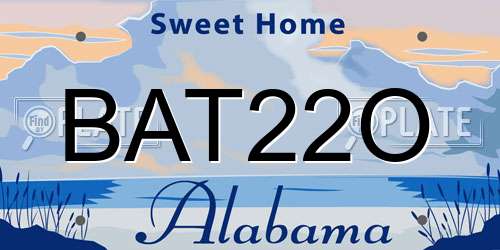 BAT22O Alabama License Plate
