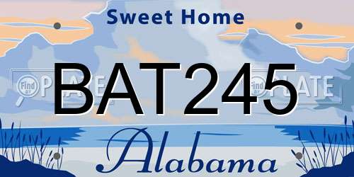 BAT245 Alabama License Plate